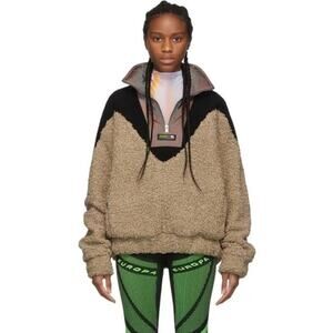 Women's Tan and Black Fleece Jacket